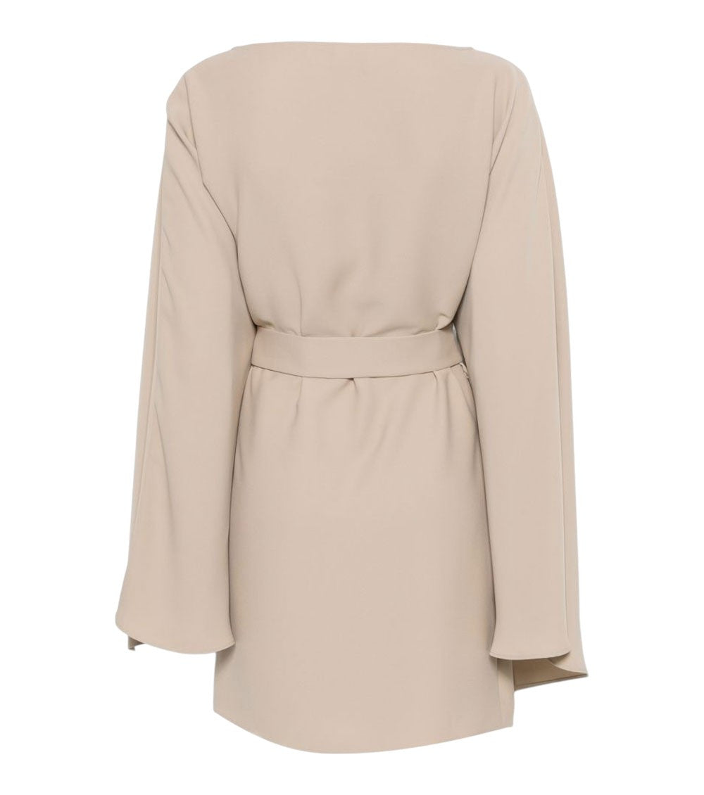 Beige Boat Neck Mini Dress 2