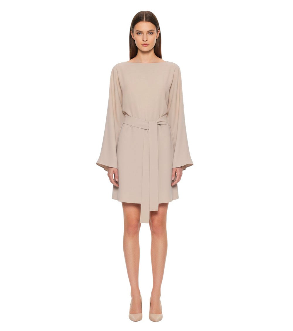 Beige Boat Neck Mini Dress 3