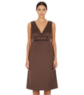 Brown V Neck Knee Length Dress 1