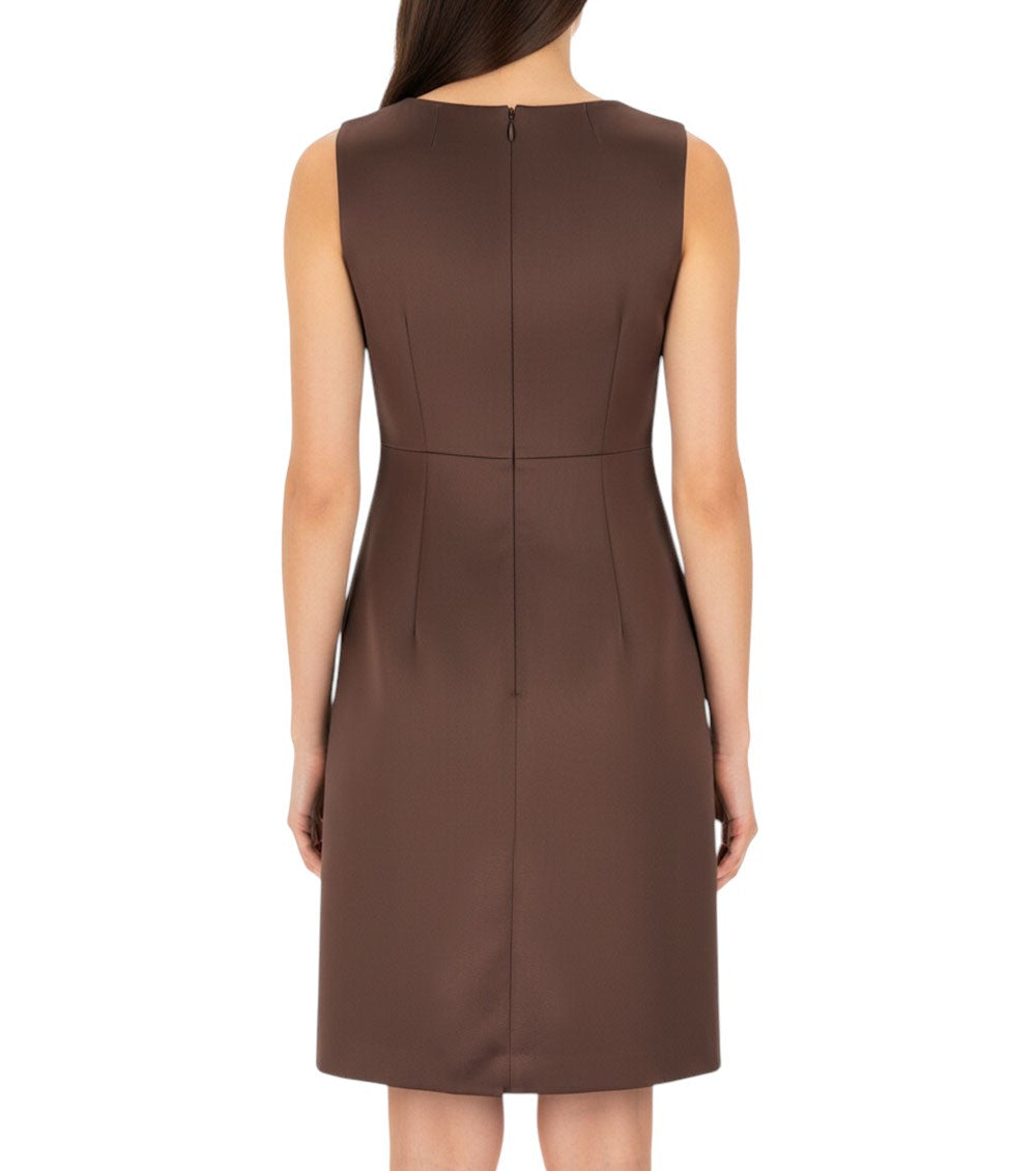 Brown V Neck Knee Length Dress 2