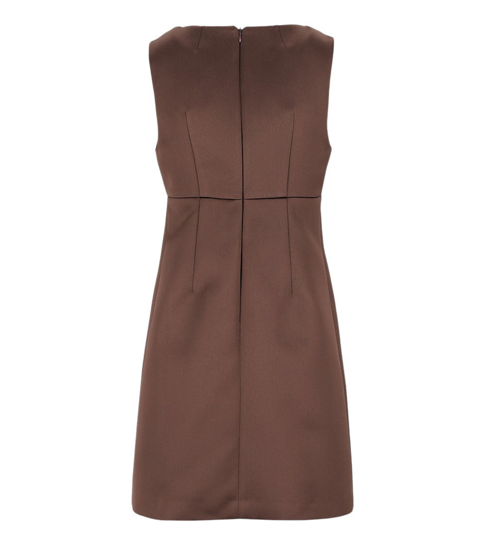 Brown V Neck Knee Length Dress 4