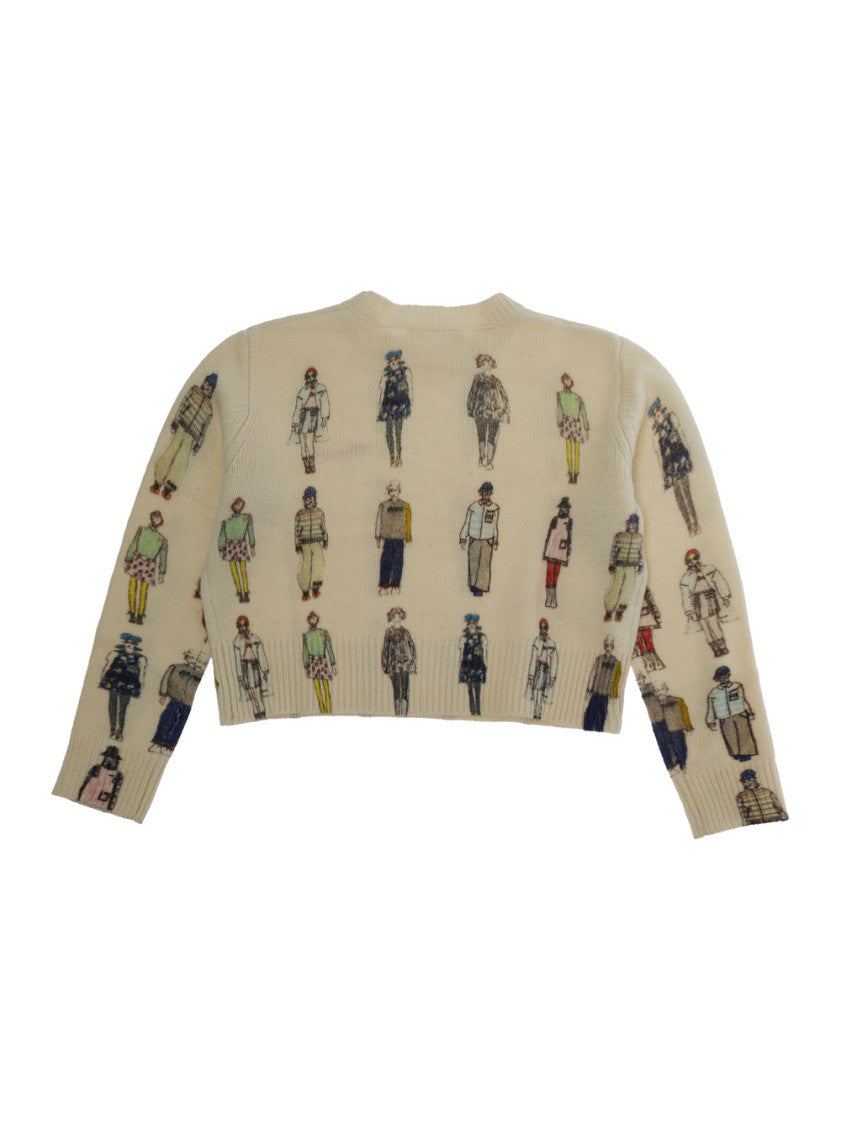 Girls Beige Graphic-print Sweater 2