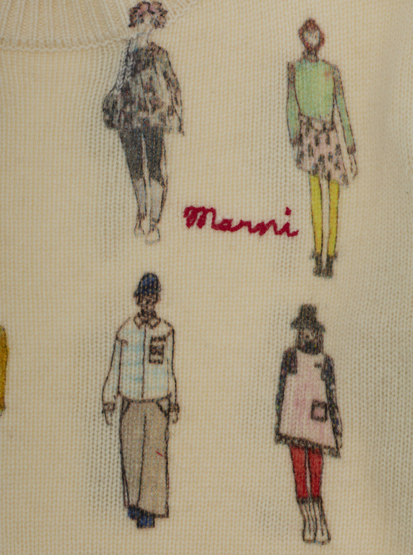 Girls Beige Graphic-print Sweater 3