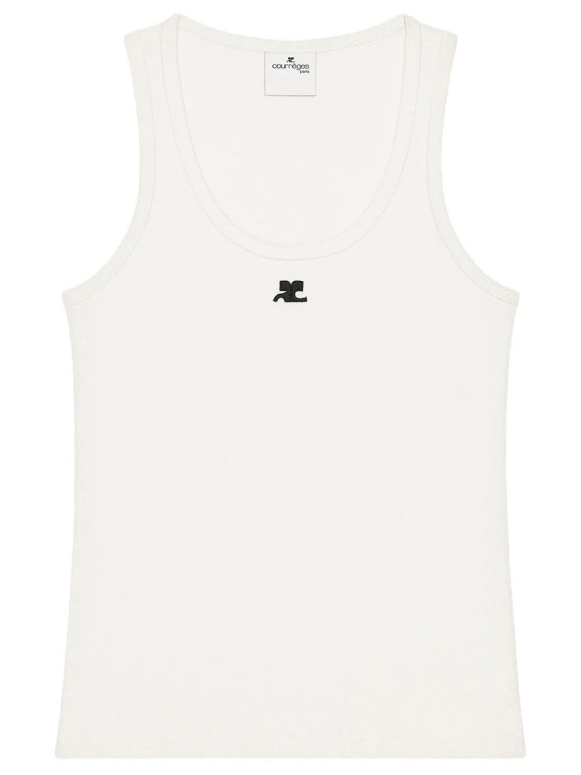 White Solid Scoop Neck Top 1