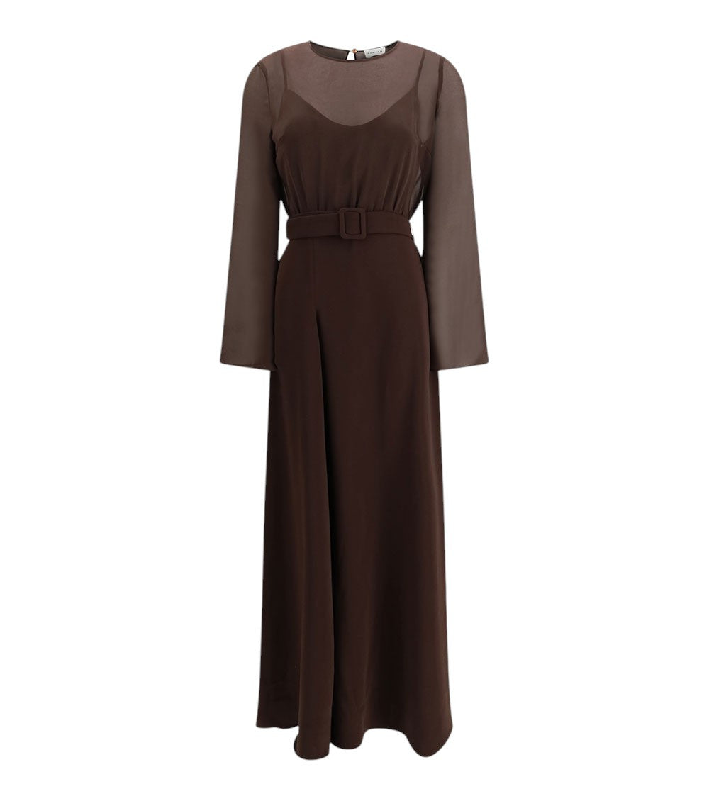 Brown Round Neck Maxi Dress 1