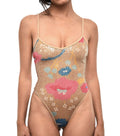 Beige Floral Swimwear 1