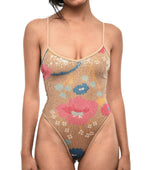 Beige Floral Swimwear 1