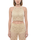 Beige Crochet Halter Neck Top 1