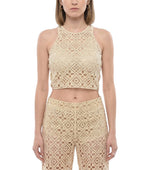 Beige Crochet Halter Neck Top 1