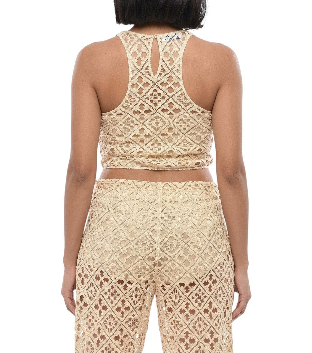 Beige Crochet Halter Neck Top 2
