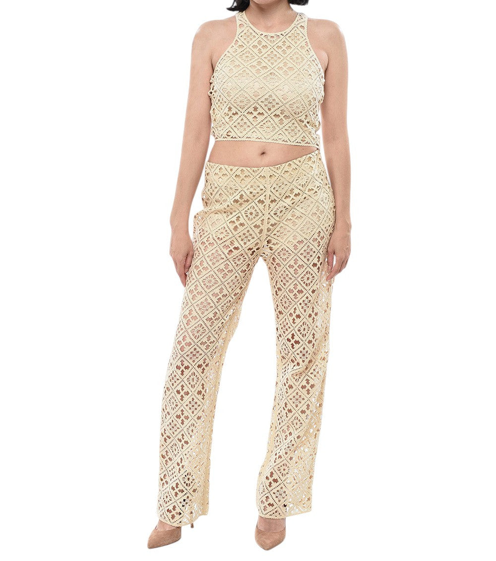 Beige Crochet Halter Neck Top 4
