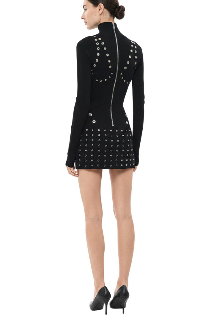 Black Embellished Turtle Neck Mini Dress 2