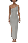 Grey Logo One Shoulder Midi Dress 1