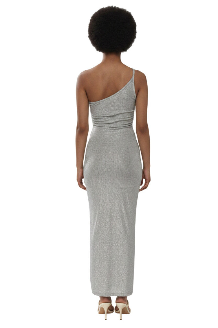 Grey Logo One Shoulder Midi Dress 2