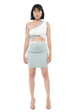 Light Blue One Shoulder Dress 1