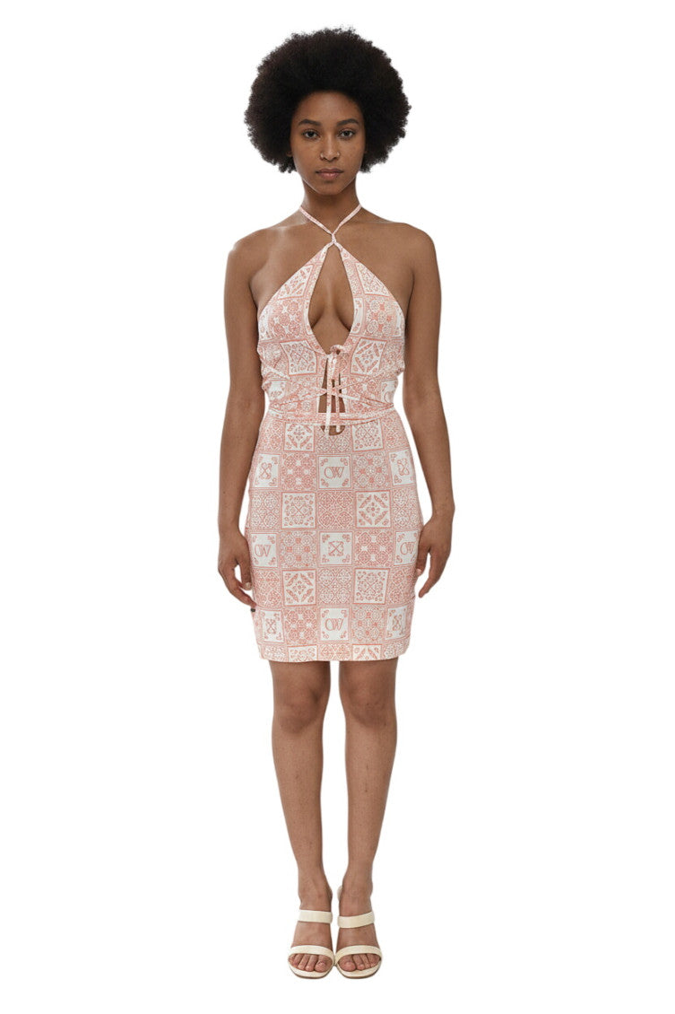 Pink Printed Halter Neck Mini Dress 1