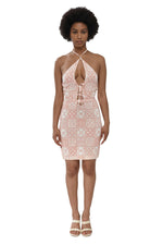 Pink Printed Halter Neck Mini Dress 1