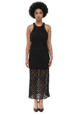 Black Crochet Halter Neck Midi Dress 1