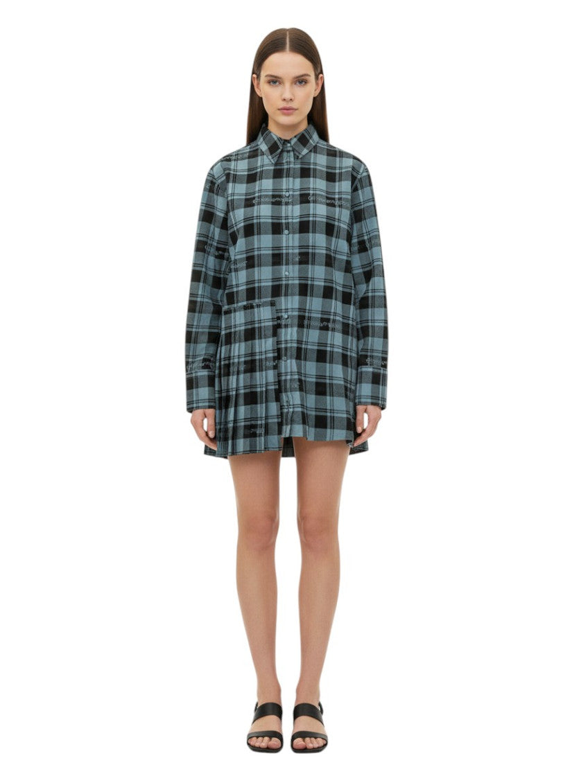 Blue Check Shirt Mini Dress 3