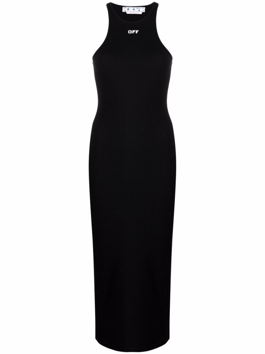 Black Logo Halter Neck Midi Dress 1