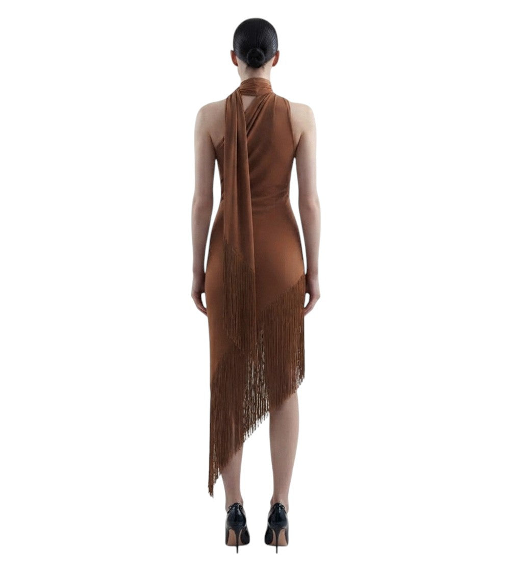 Brown Halter Neck Maxi Dress 2
