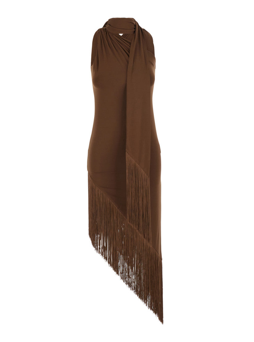 Brown Halter Neck Maxi Dress 3