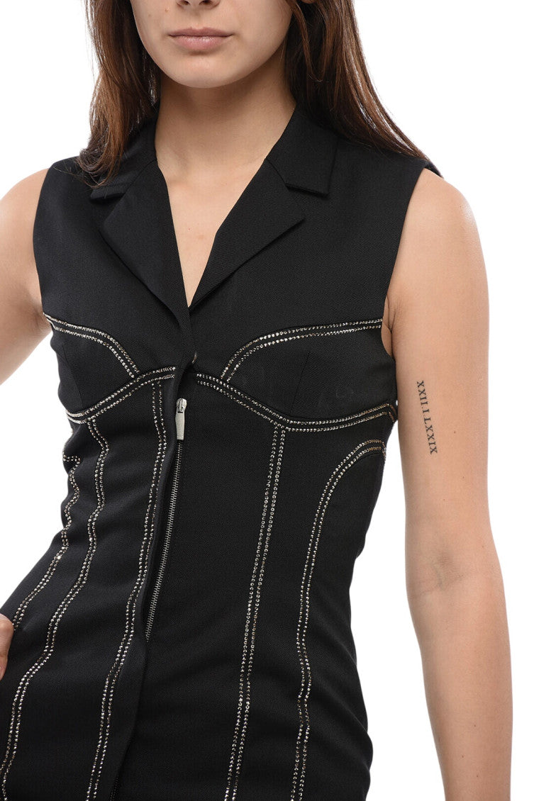 Black Notched Lapel Mini Dress 3