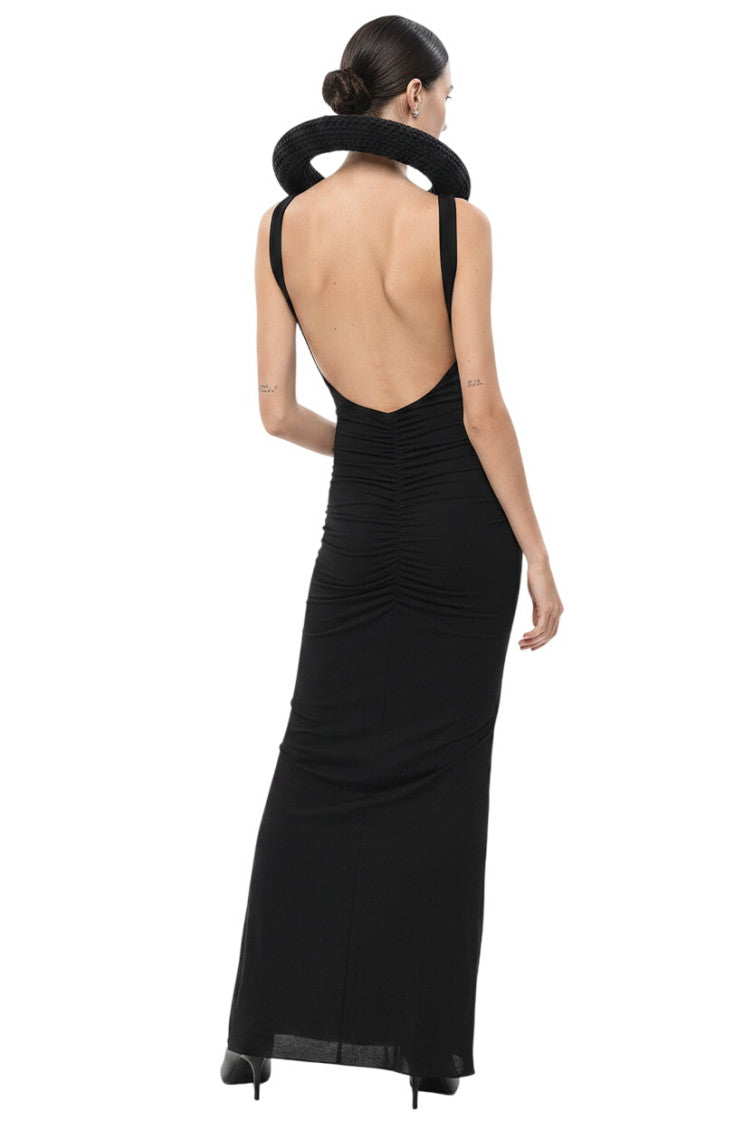 Black Solid Maxi Dress 2