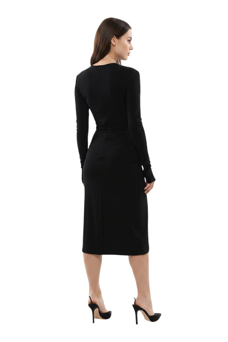 Black Round Neck Midi Dress 2