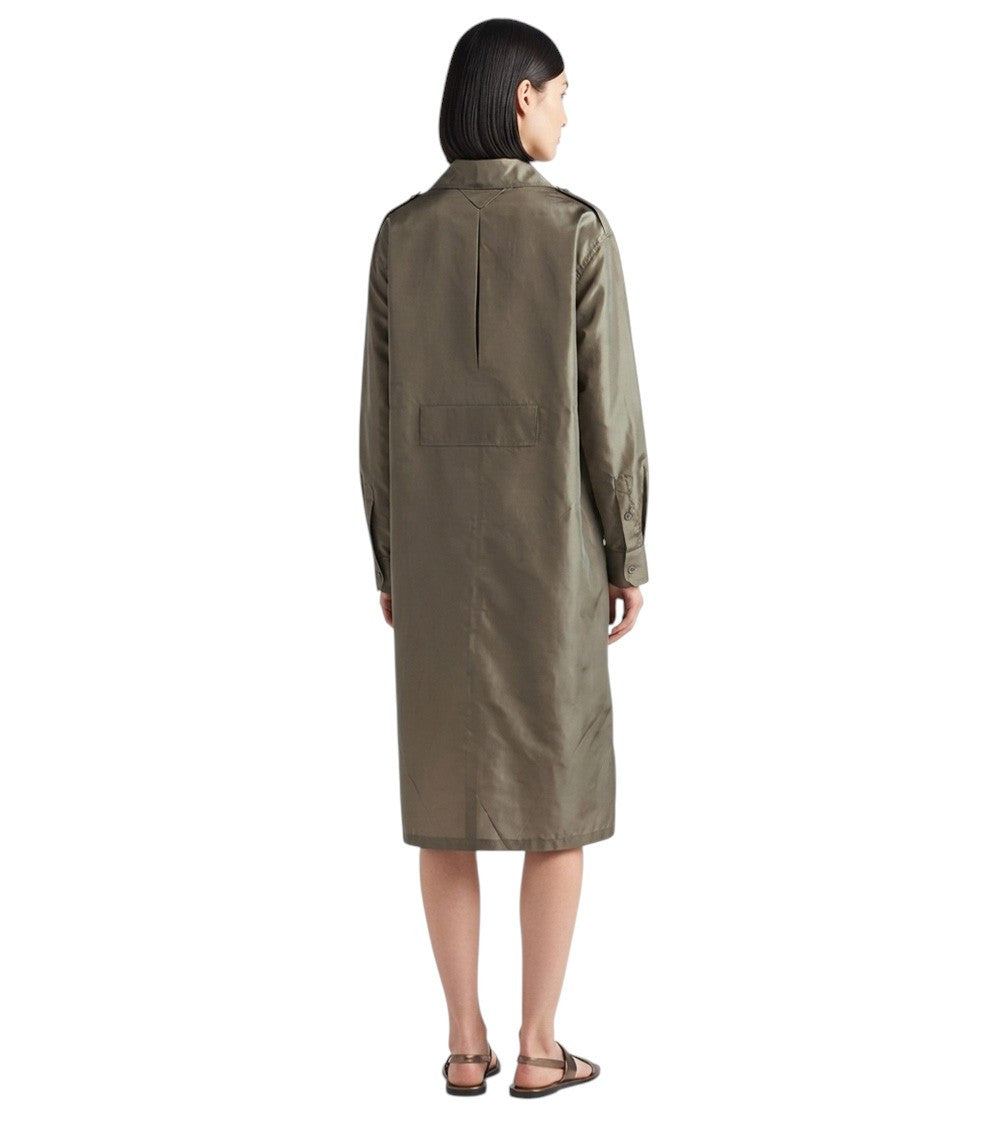 Gray Shirt Collar Knee Length Dress 2