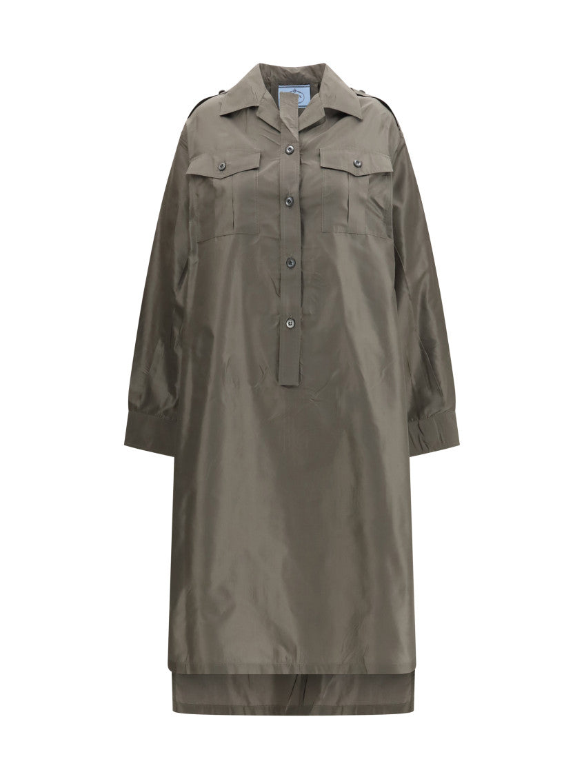 Gray Shirt Collar Knee Length Dress 3