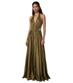 Green Halter Neck Maxi Dress 1