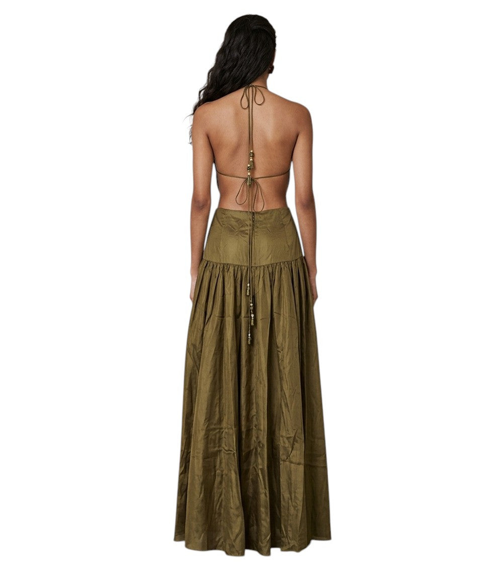 Green Halter Neck Maxi Dress 2