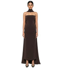 Brown Halter Neck Midi Dress 1