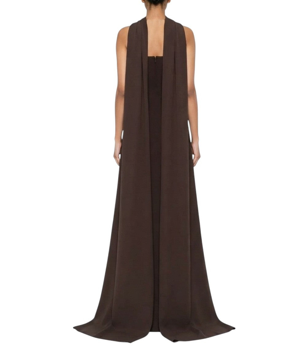 Brown Halter Neck Midi Dress 2