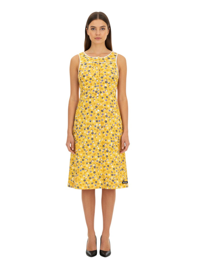 Yellow Round Neck Midi Dress 1