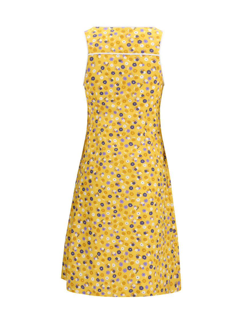 Yellow Round Neck Midi Dress 4