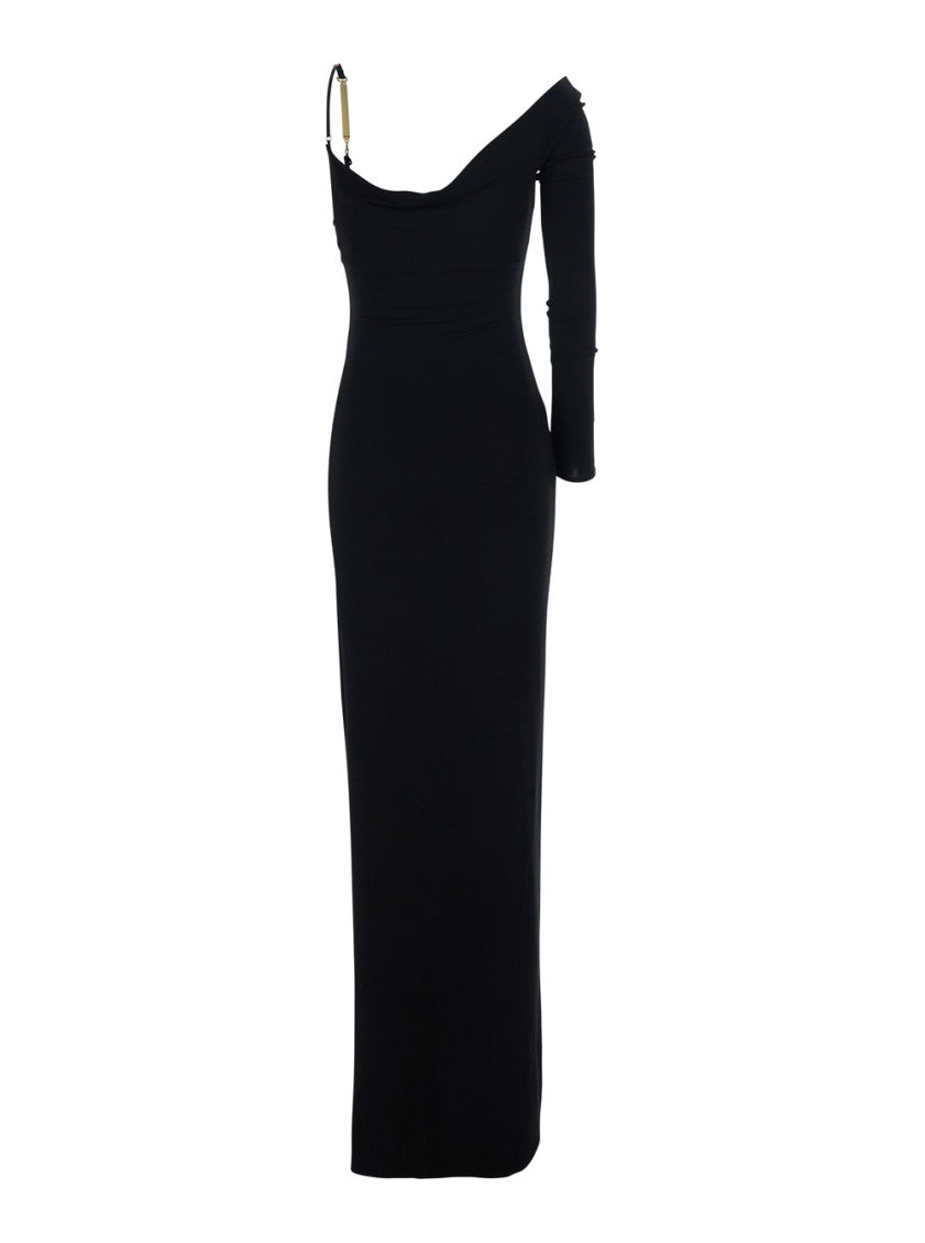Black One Shoulder Maxi Dress 4