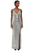 Silver V Neck Maxi Dress 1