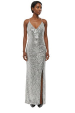 Silver V Neck Maxi Dress 1