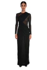 Black Crew Neck Full Length Dress 1