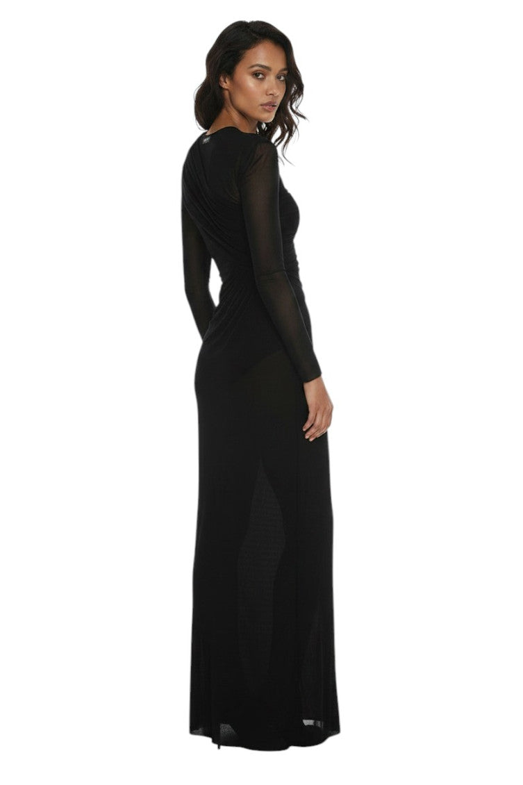 Black Crew Neck Full Length Dress 2