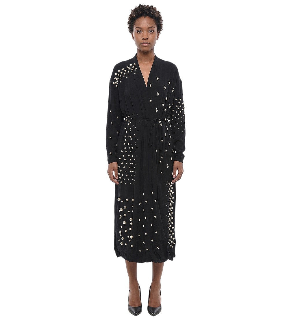 Black V Neck Midi Dress 1