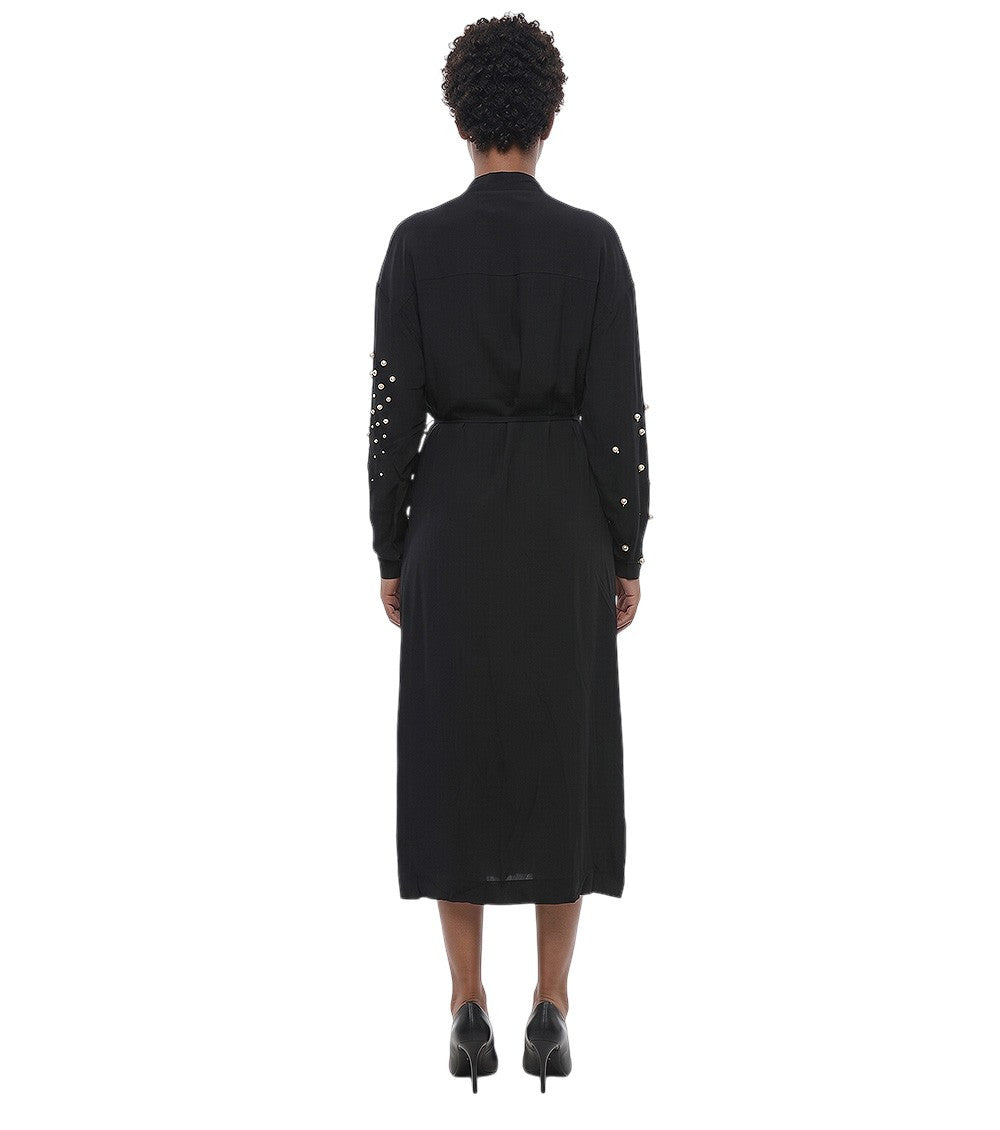Black V Neck Midi Dress 2