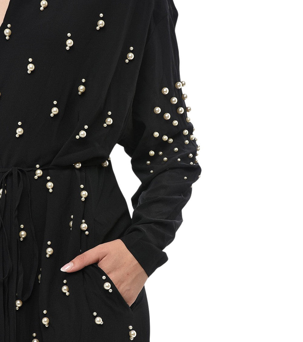 Black V Neck Midi Dress 3