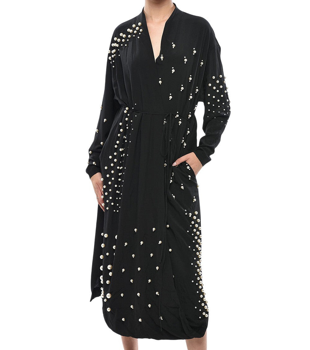 Black V Neck Midi Dress 4