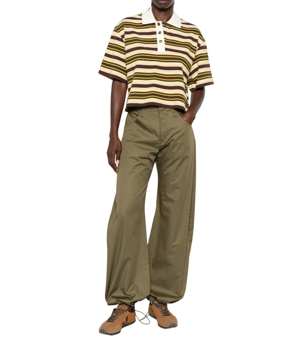 Brown Stripes Shirt Collar Polo 4