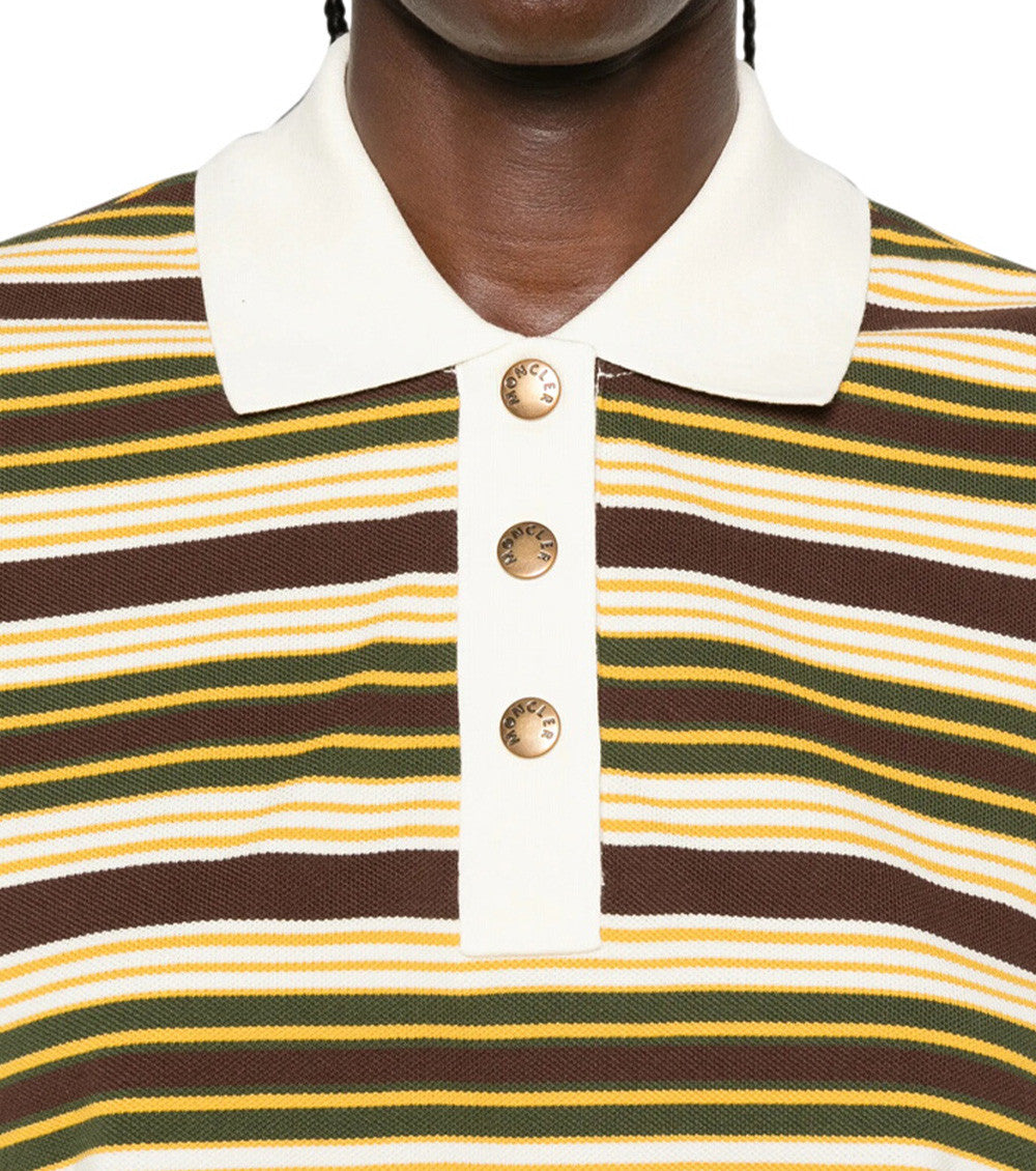 Brown Stripes Shirt Collar Polo 5