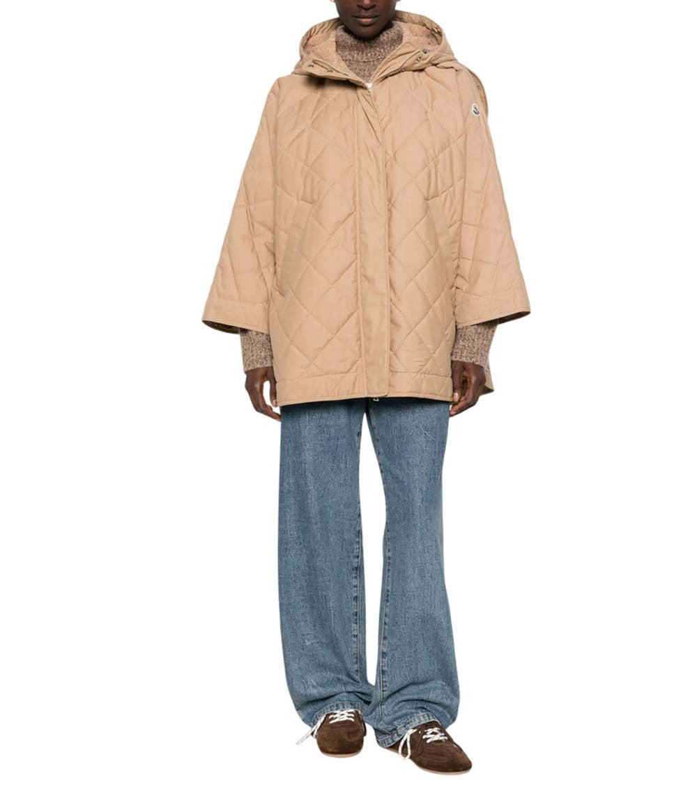 Beige Quilted Hood Sweater 2
