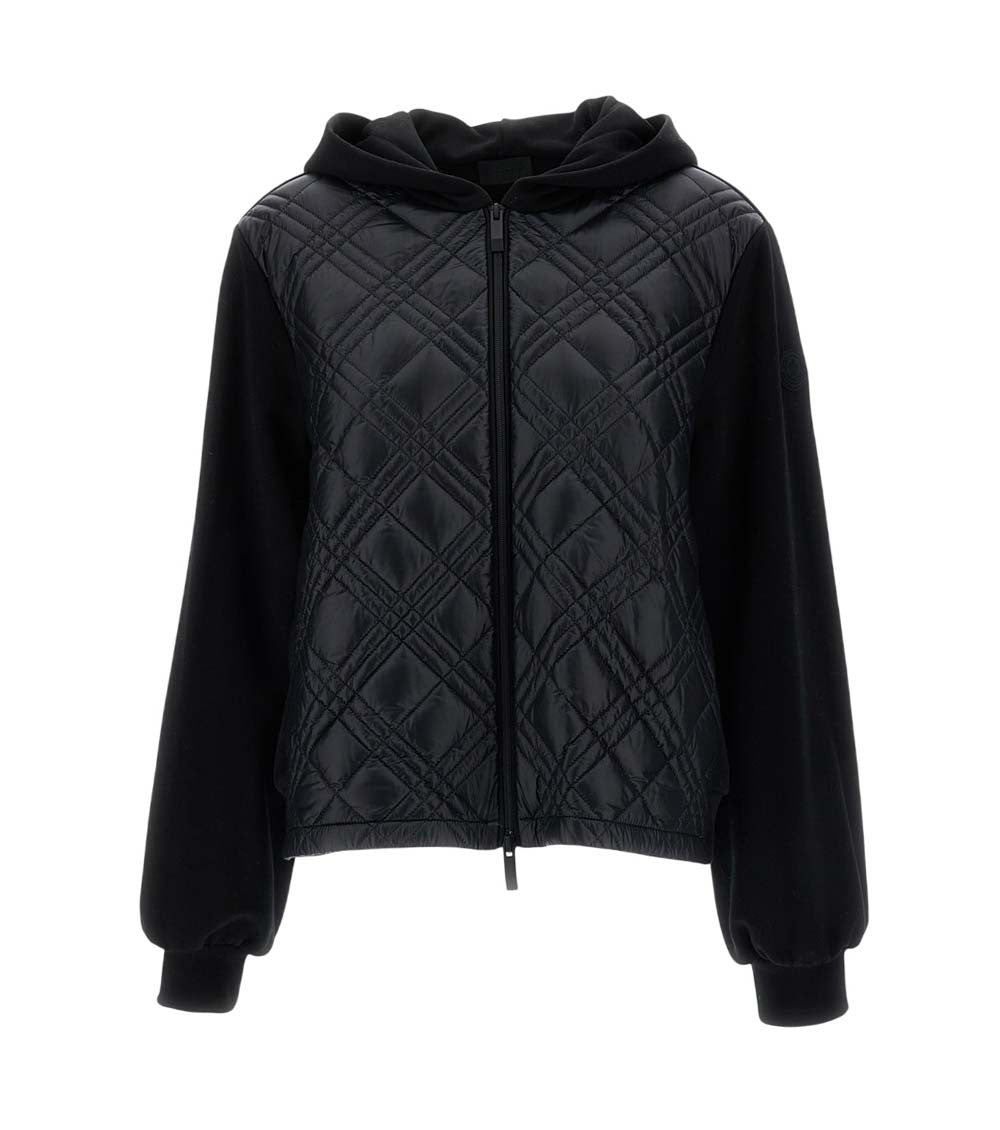 Black Quilted Hood Sweater 1